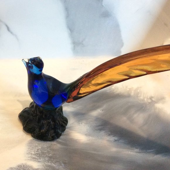 Authentic Vintage Pilgrim Art Glass Long Tail Pheasant Figurine - Picture 9 of 10